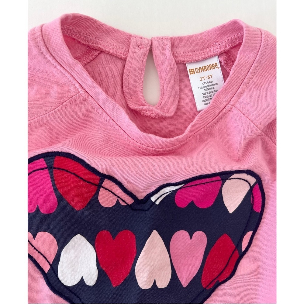 Gymboree Pink Long Sleeve Shirt with Heart Appliqué Design | Girls 2T - Picture 2 of 6